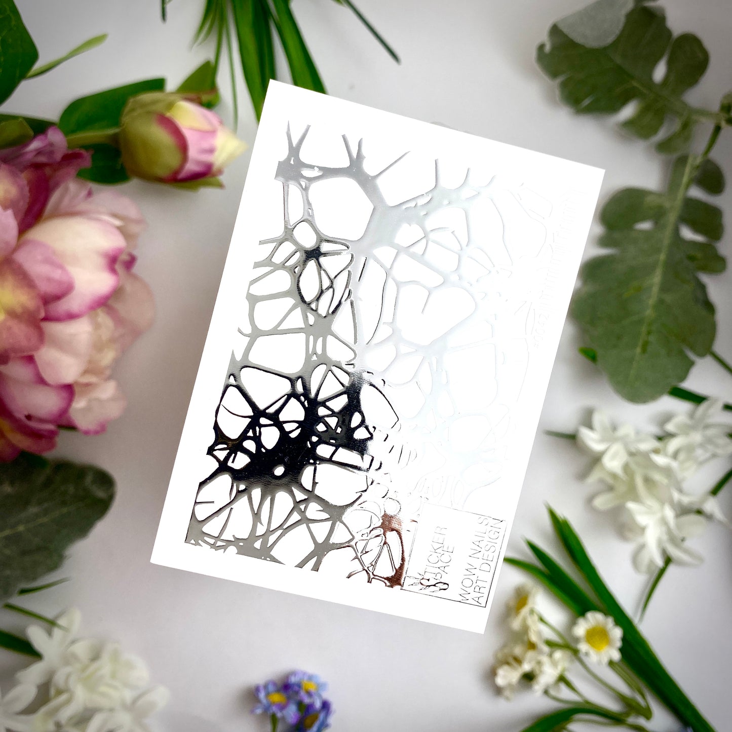 Silver Foil Nail sliders - 0042