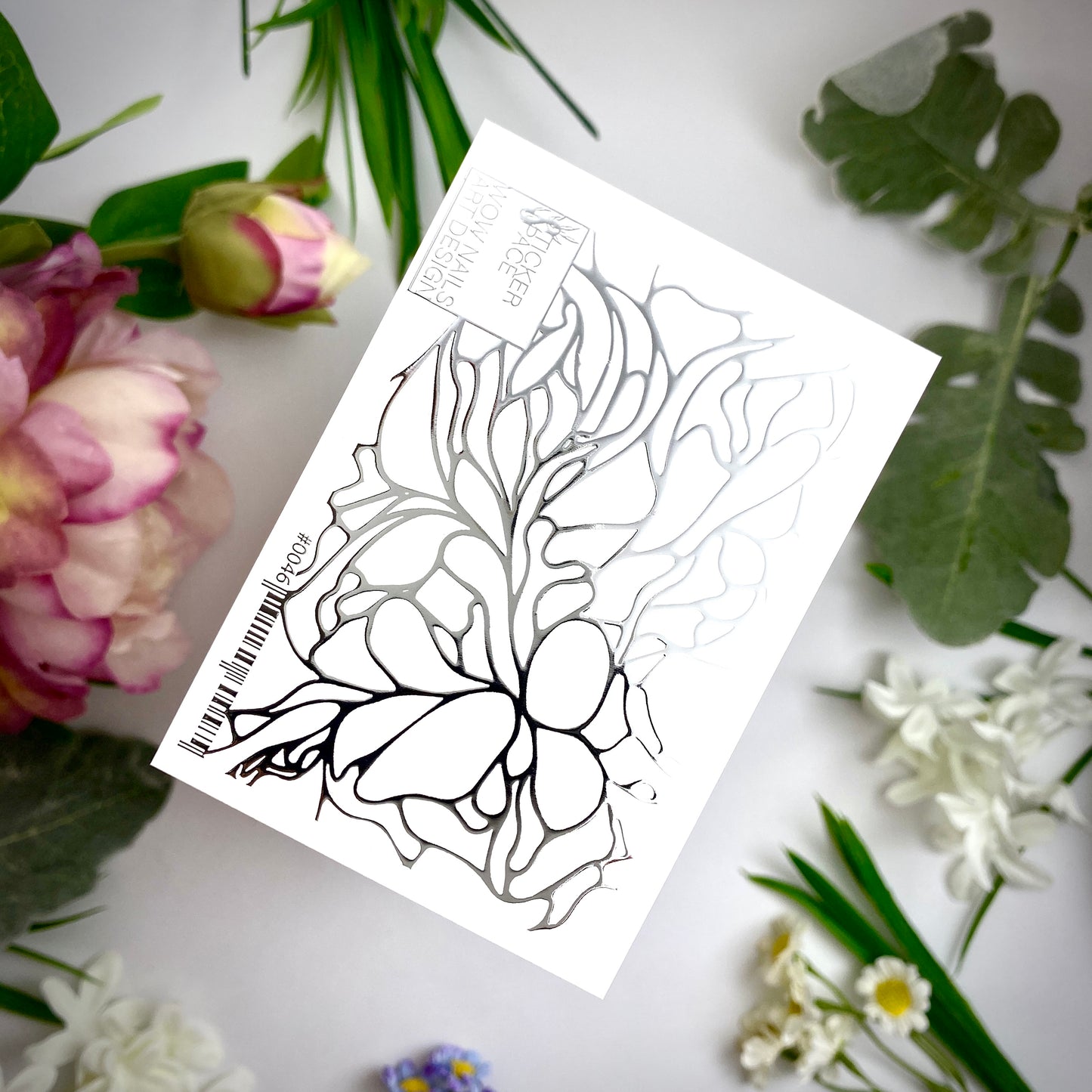 Silver Foil Nail sliders - 0046