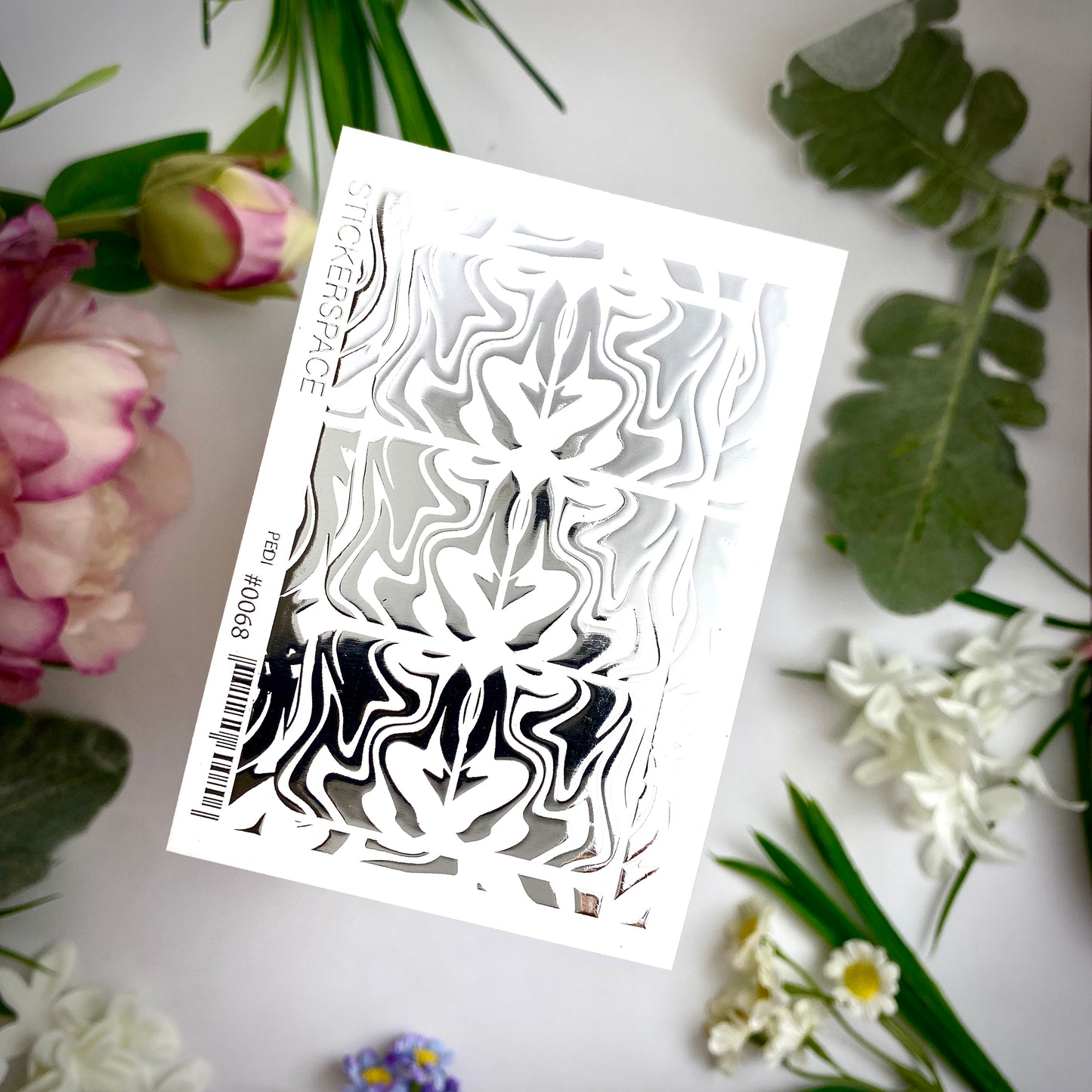 Silver Foil Nail sliders - 0068