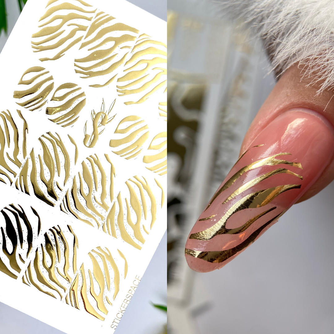 Слайдери для нігтів із золотої фольги - 0027