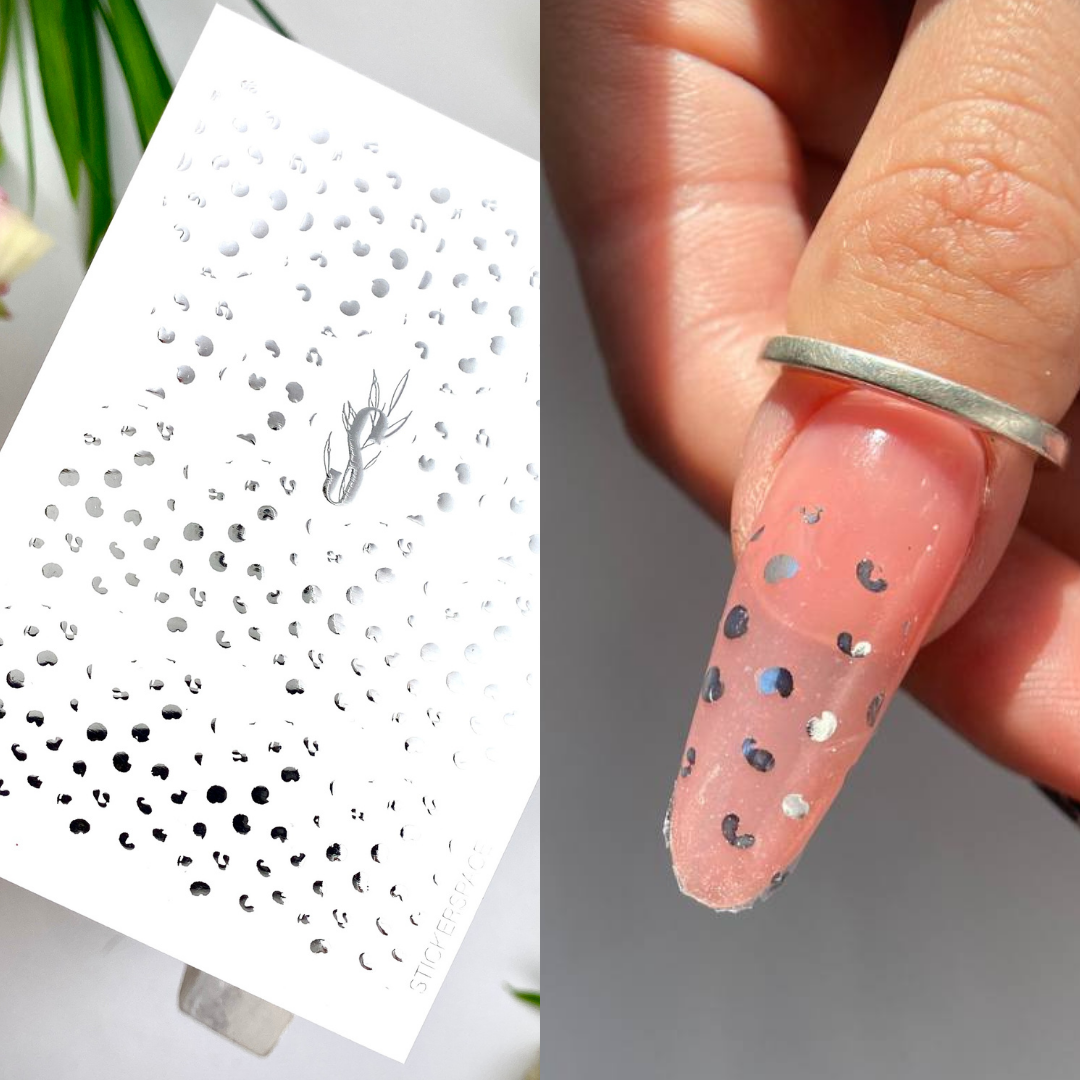 Silver Foil Nail sliders - 0064