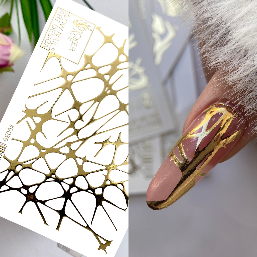 Gold Foil Nail sliders - 0039