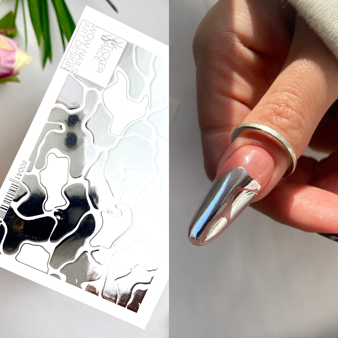 Silver Foil Nail sliders - 0041