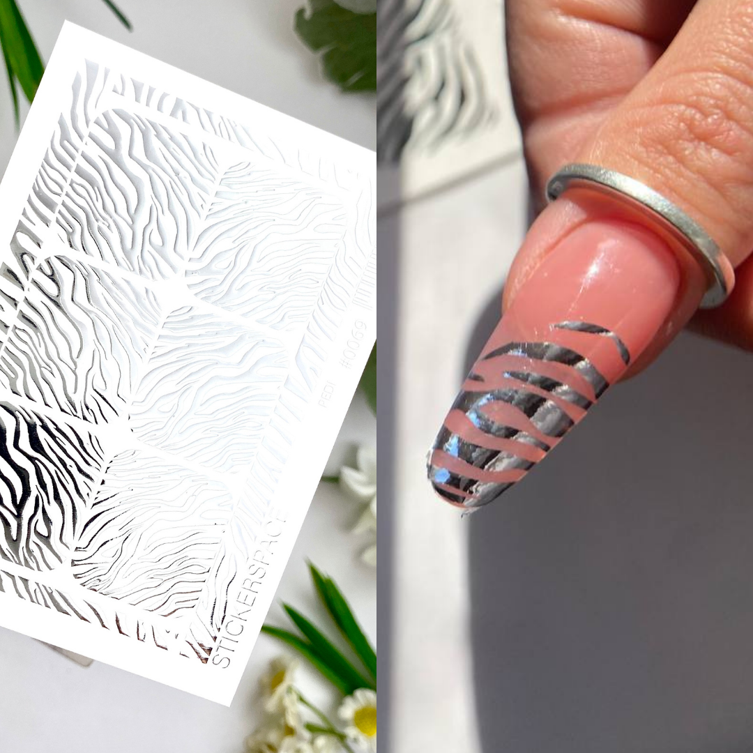 Слайдери для нігтів зі срібної фольги - 0069