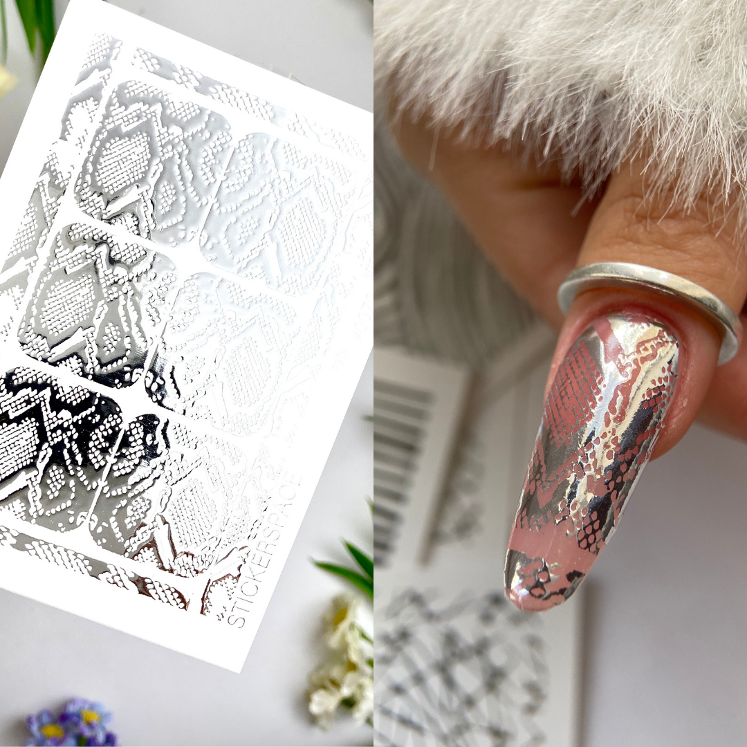 Слайдери для нігтів зі срібної фольги - 0070