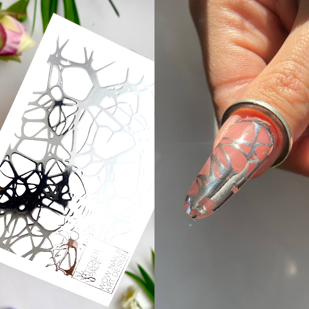 Silver Foil Nail sliders - 0042