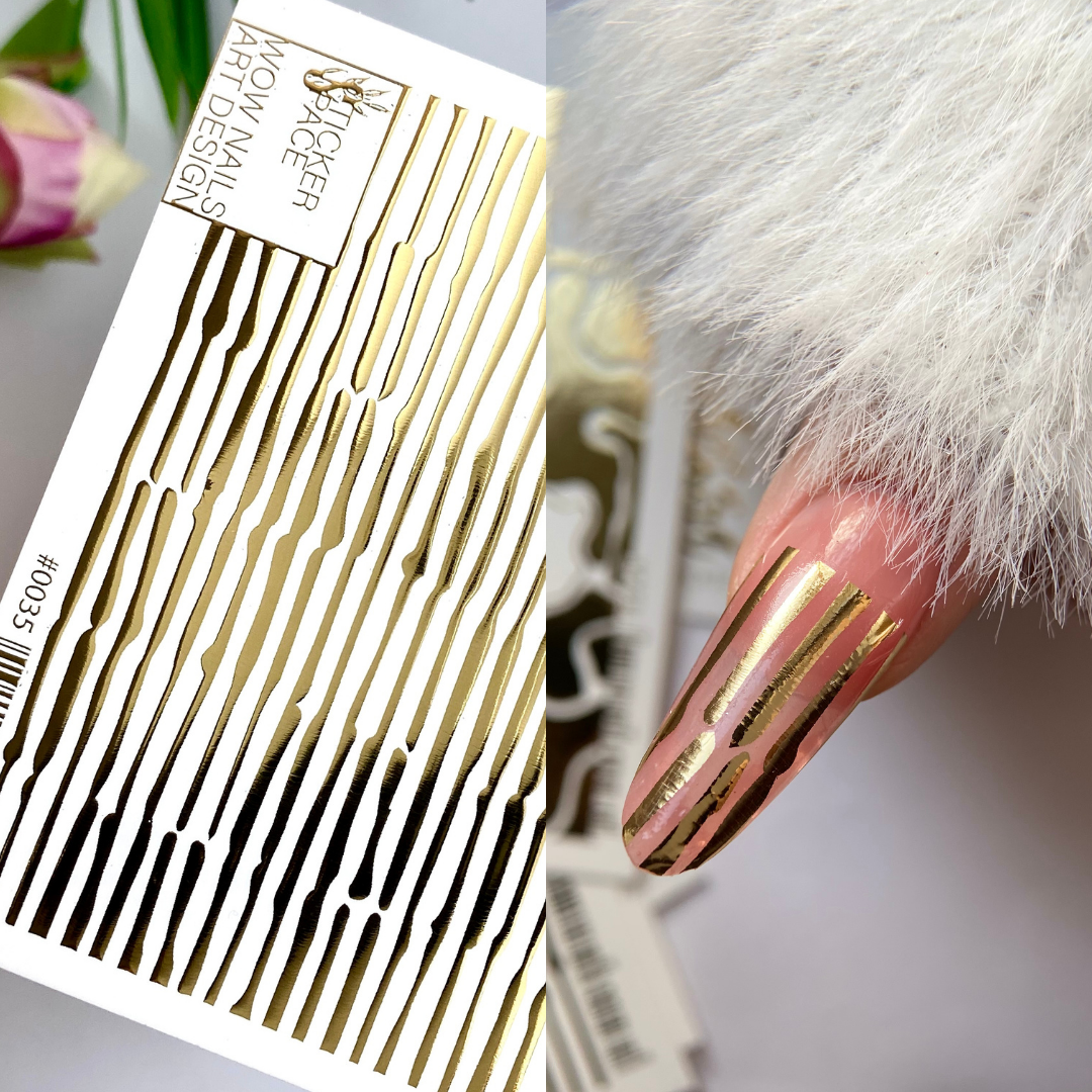 Слайдери для нігтів із золотої фольги - 0035