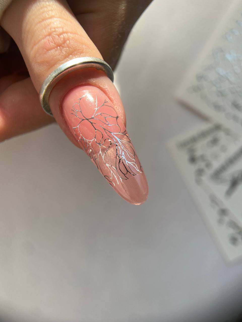 Silver Foil Nail sliders - 0061