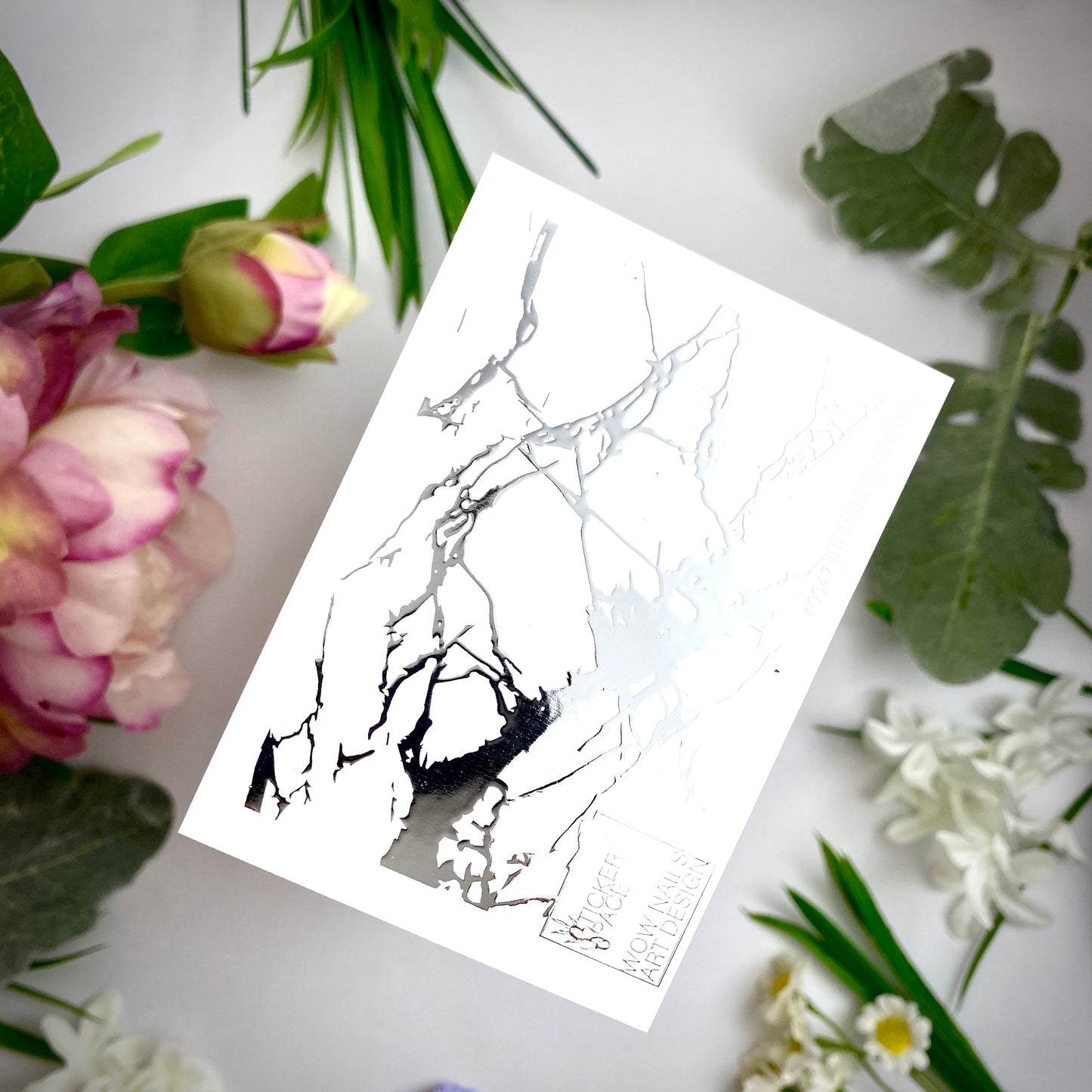 Silver Foil Nail sliders - 0047