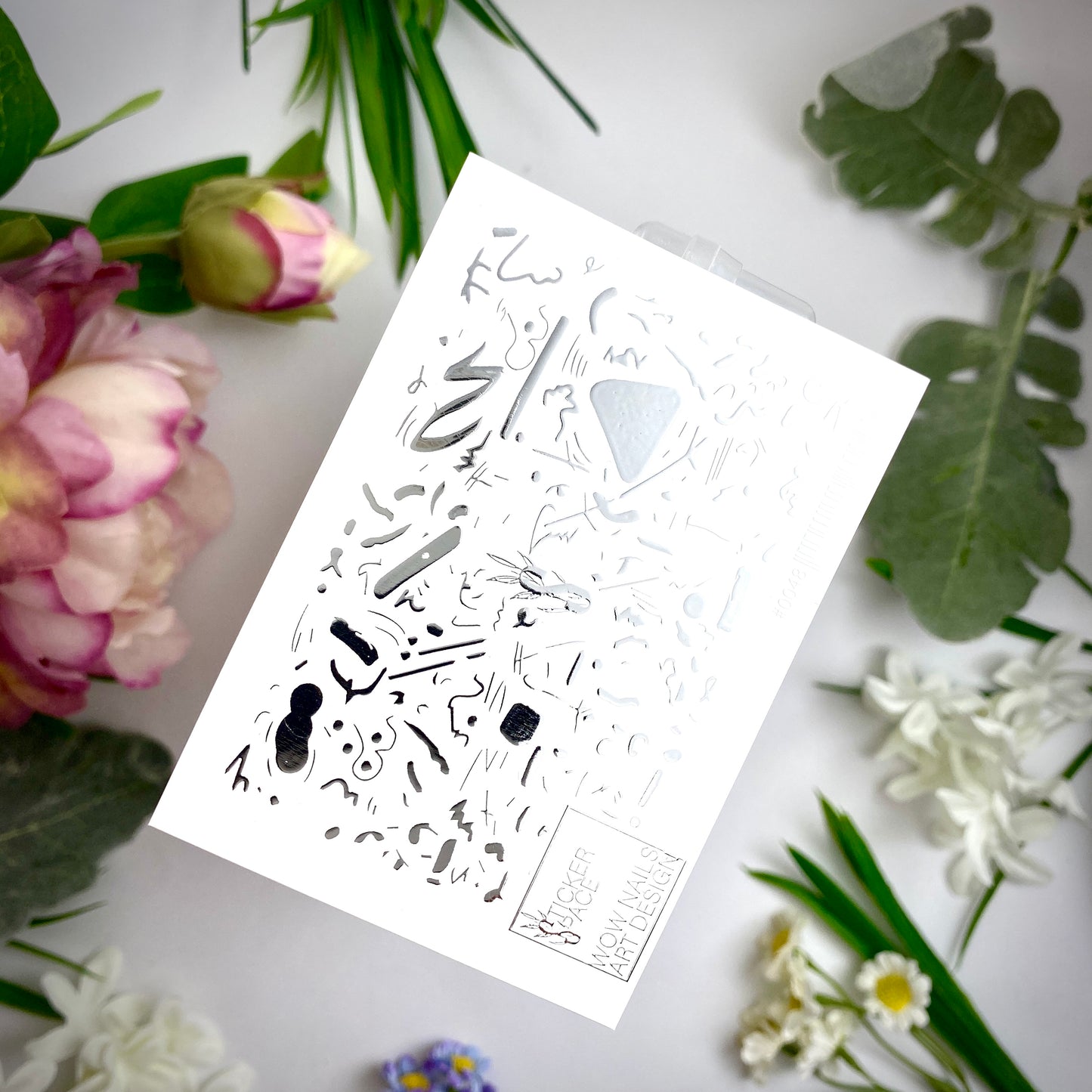 Silver Foil Nail sliders - 0048