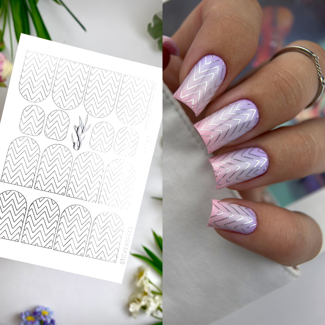 Слайдери для нігтів зі срібної фольги - 0059