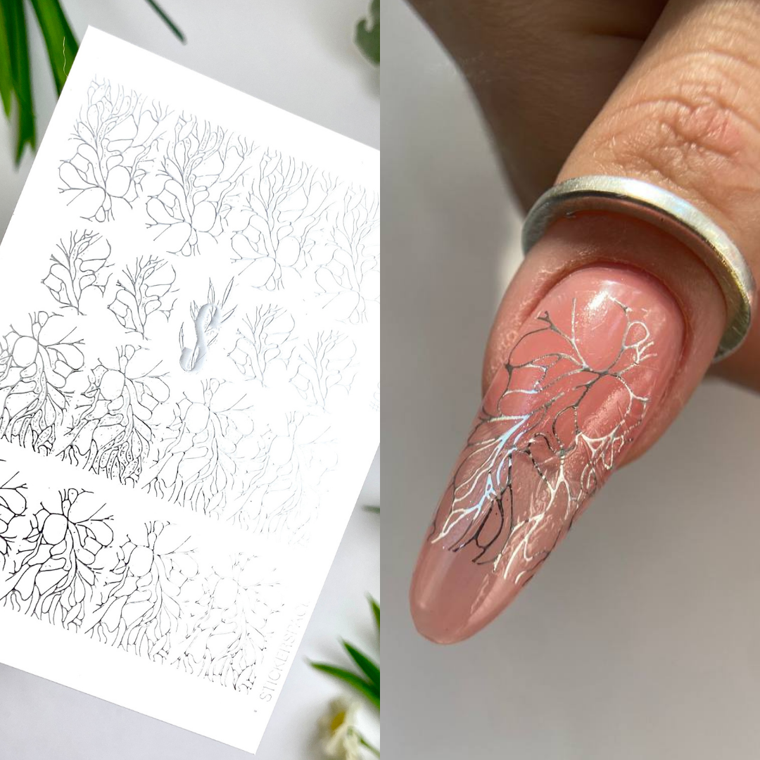 Silver Foil Nail sliders - 0061