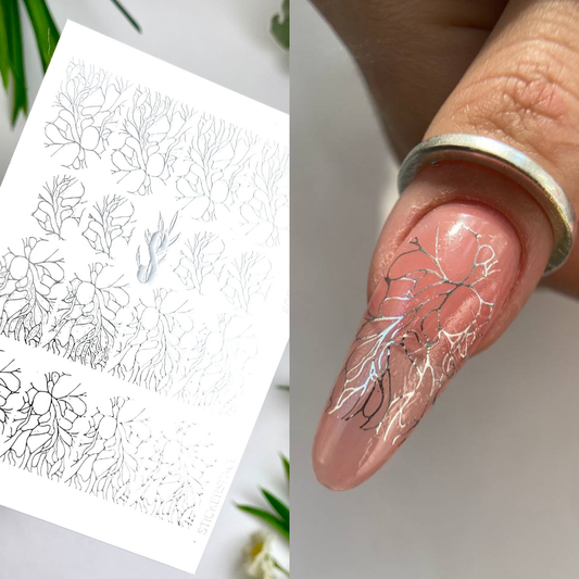 Слайдери для нігтів зі срібної фольги - 0061