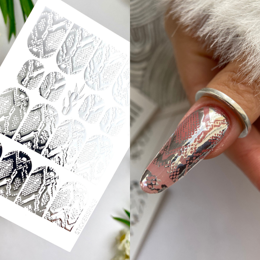 Слайдери для нігтів зі срібної фольги - 0062