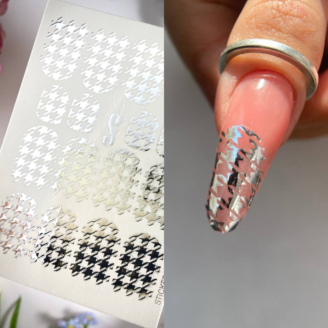 Слайдери для нігтів зі срібної фольги - 0063