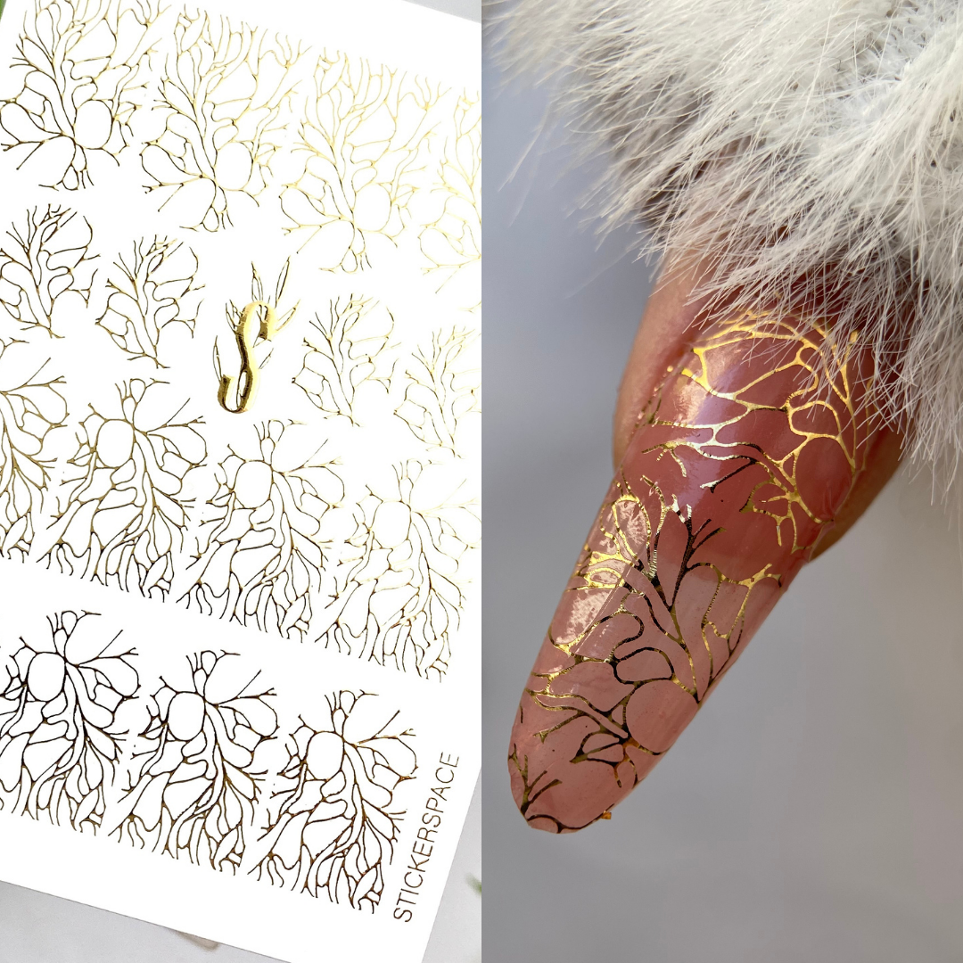 Слайдери для нігтів із золотої фольги - 0021