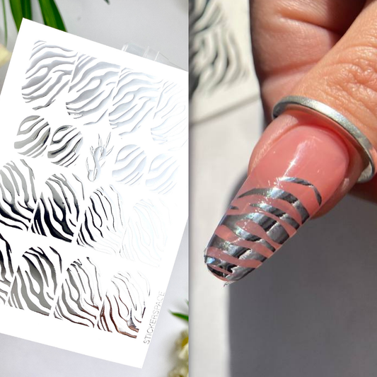 Слайдери для нігтів зі срібної фольги - 0067