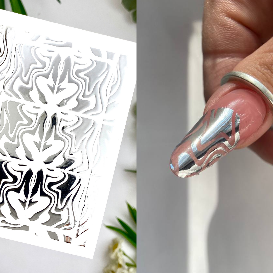 Silver Foil Nail sliders - 0068