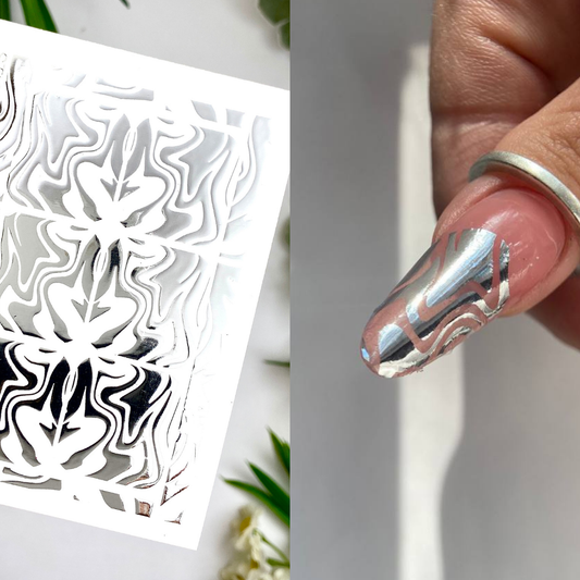 Silver Foil Nail sliders - 0068