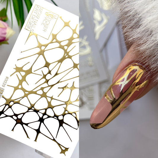 Слайдери для нігтів із золотої фольги - 0039