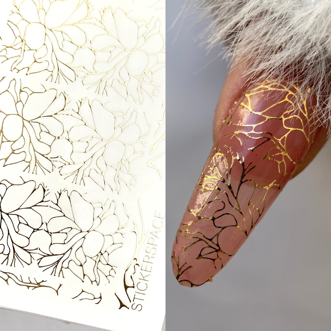 Слайдери для нігтів із золотої фольги - 0015