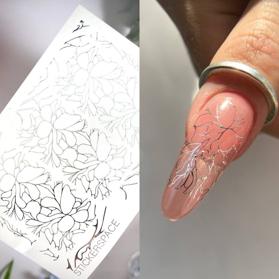 Silver Foil Nail sliders - 0072