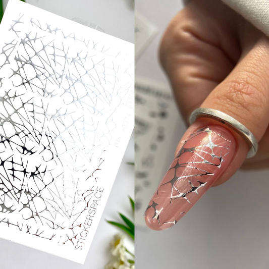 Слайдери для нігтів зі срібної фольги - 0074