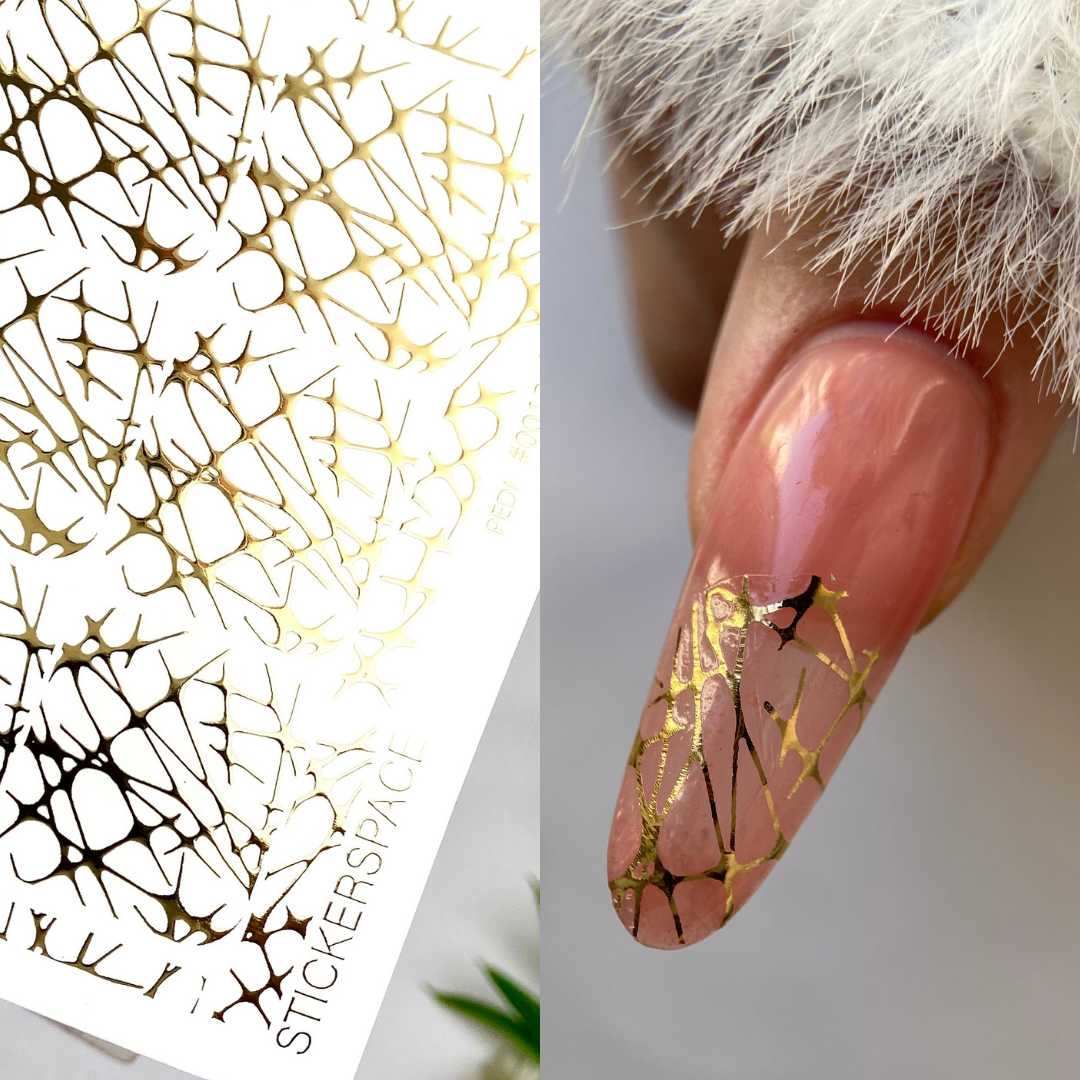 Слайдери для нігтів із золотої фольги - 0012