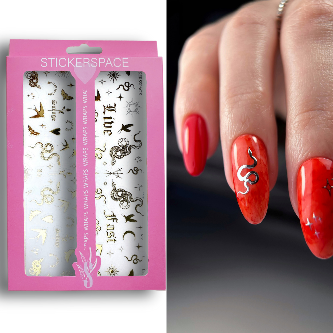 Стікери для нігтів "Live Fast" Срібні|Золоті