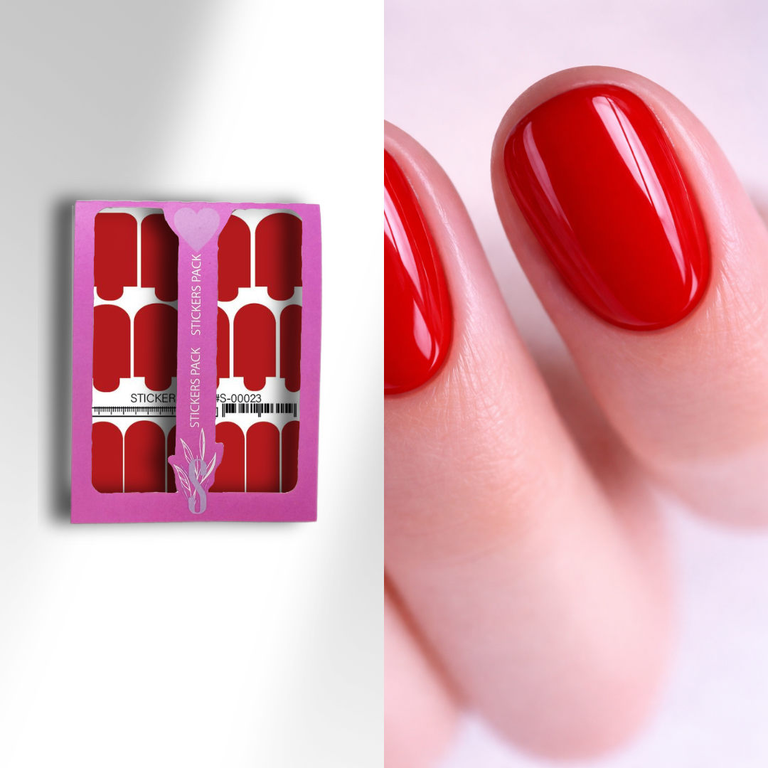 Міні-плівки для нігтів яскраво-червоні S-00023