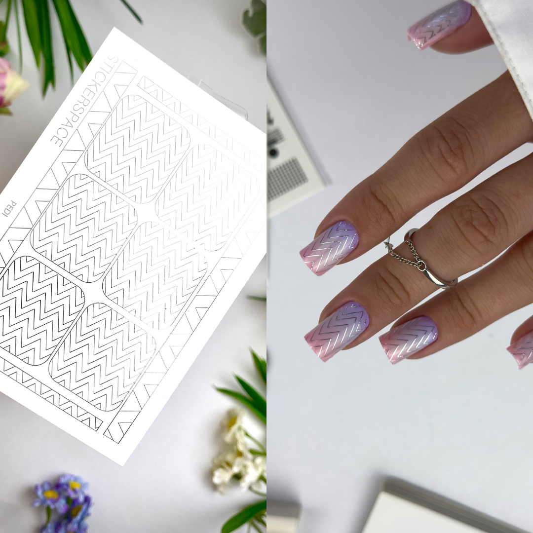 Слайдери для нігтів зі срібної фольги - 0076