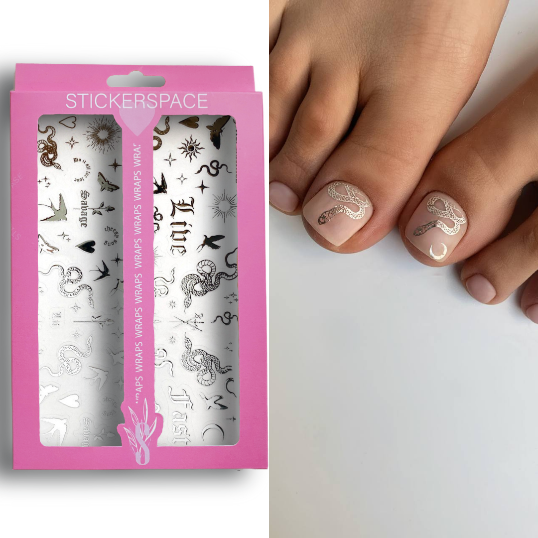 Стікери для нігтів "Live Fast" Срібні|Золоті