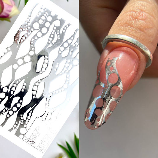 Silver Foil Nail sliders - 0043