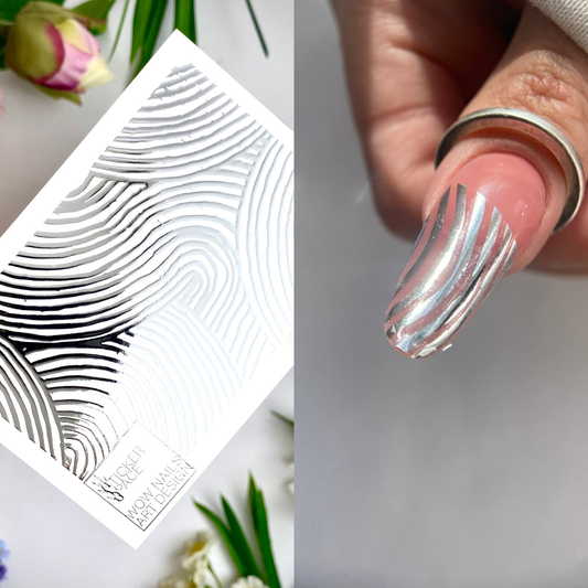 Слайдери для нігтів зі срібної фольги - 0044