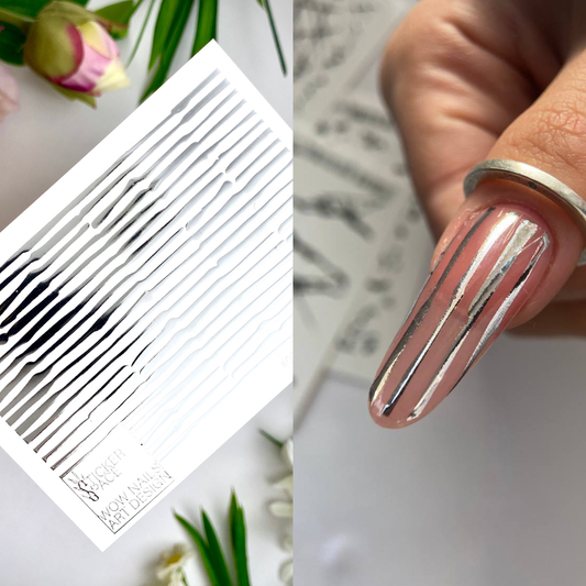 Слайдери для нігтів зі срібної фольги - 0045