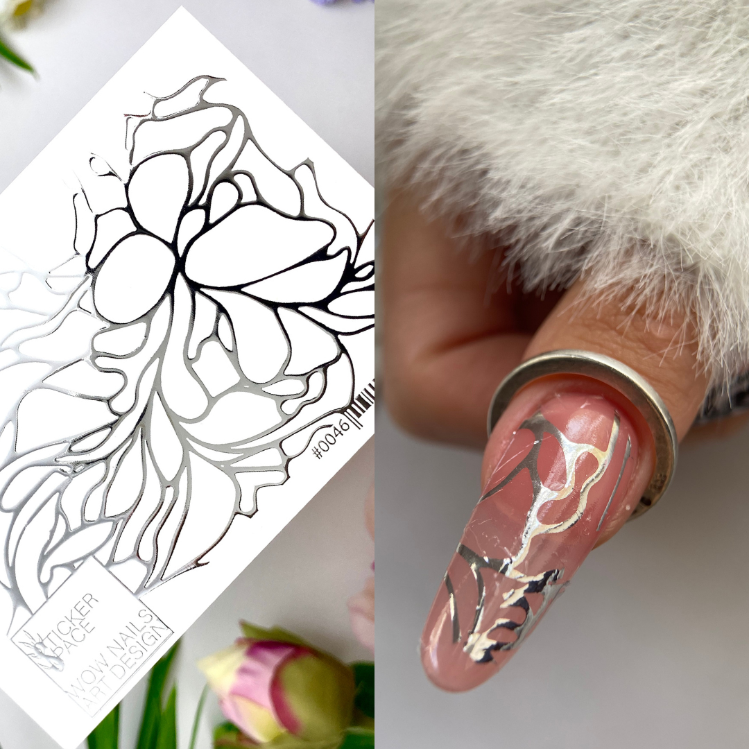 Слайдери для нігтів зі срібної фольги - 0046