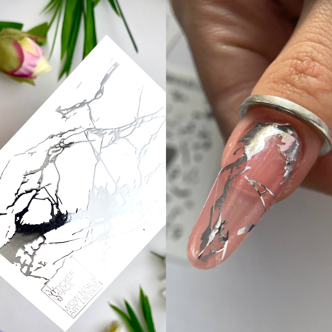 Silver Foil Nail sliders - 0047