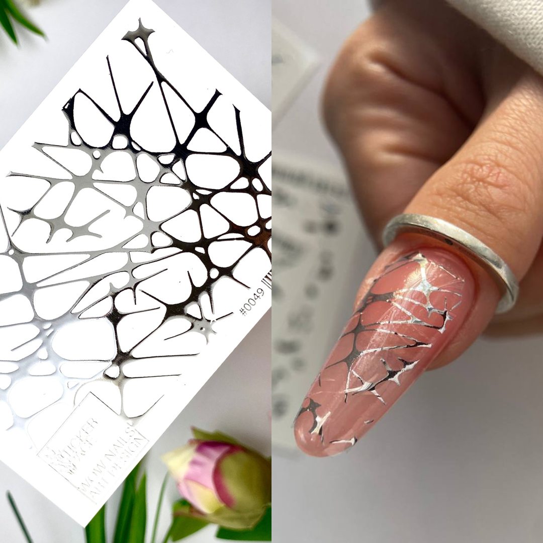 Слайдери для нігтів зі срібної фольги - 0049