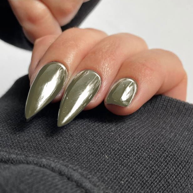 Міні-плівки для нігтів кольору хакі S-00032