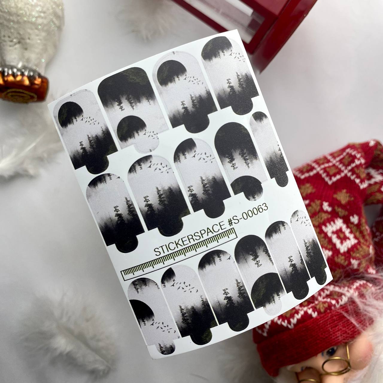 Nail manicure wraps mini New Year S-00063